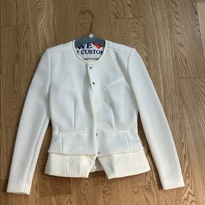 IRO Cream Collarless Peplum Snap-Front Jacket